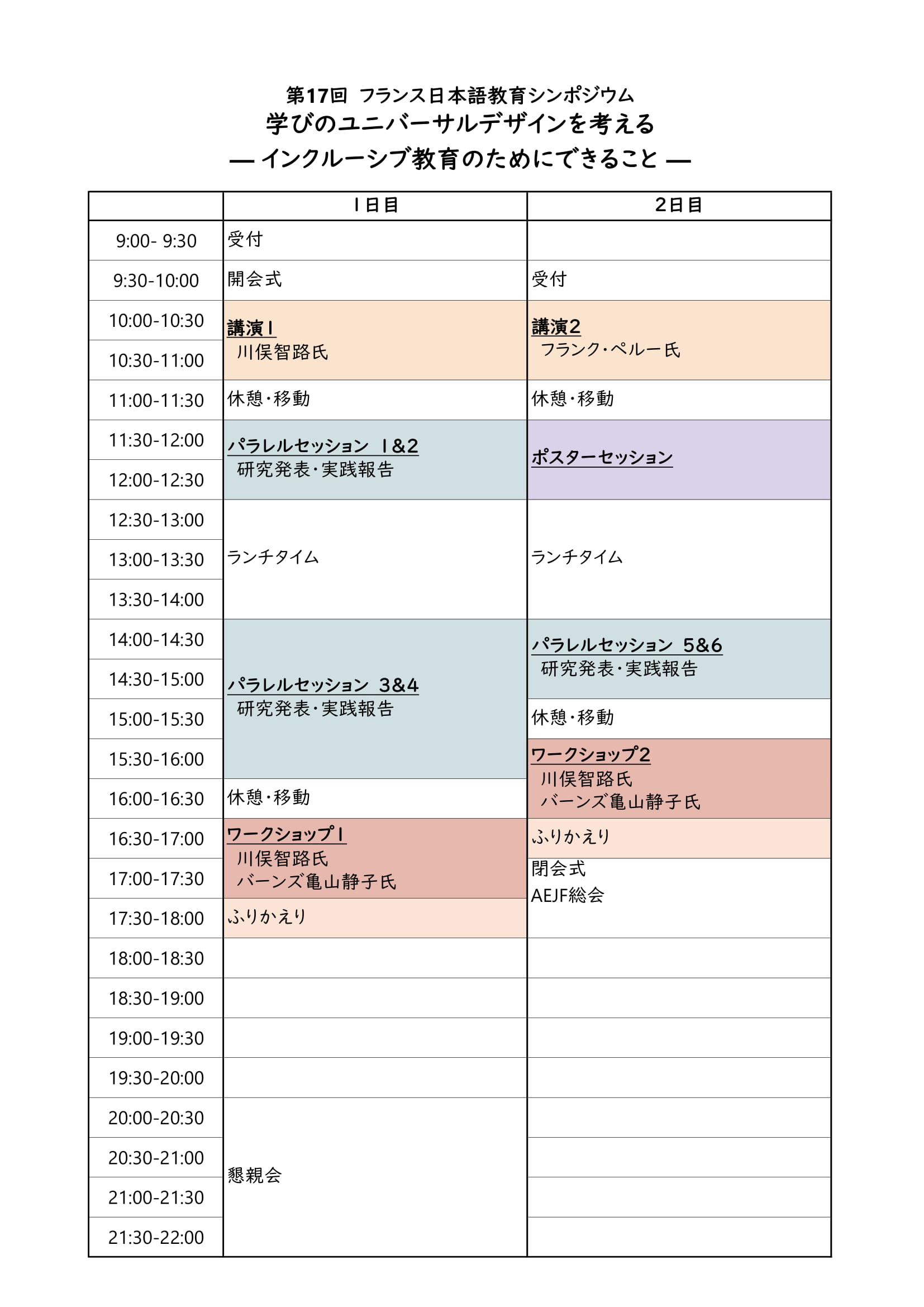 暫定プログラム